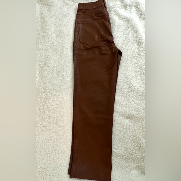 Gorgeous Express Super High Rise Straight Leg Pants With Leather Finish - Picture 2 of 6